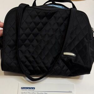 Travelon Quilted Microfiber Shoulder Bag Vintage New Old Stock Black Mult Pocket